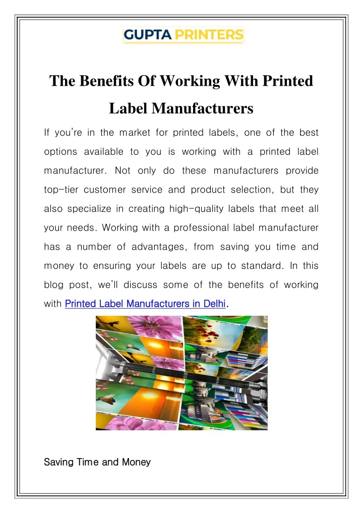 the benefits of working with printed