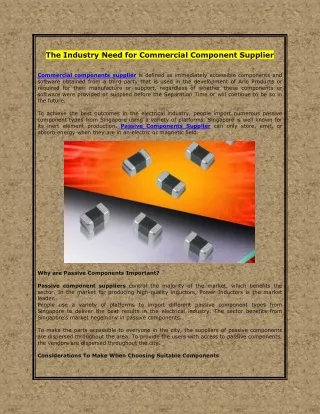 the industry need for commercial component