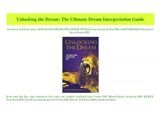 (READ)^ Unlocking the Dream The Ultimate Dream Interpretation Guide Online Book
