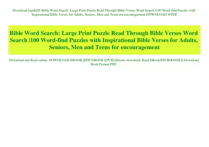 download epub bible word search large print