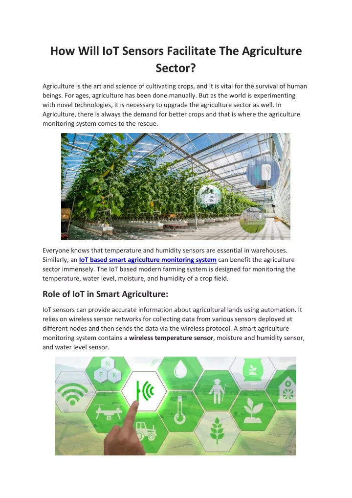 how will iot sensors facilitate the agriculture