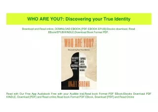 PDF) WHO ARE YOU Discovering your True Identity Online