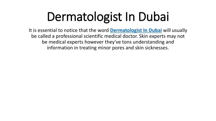 dermatologist in dubai