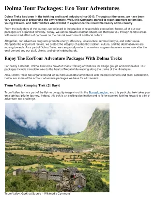 Dolma Tour Packages