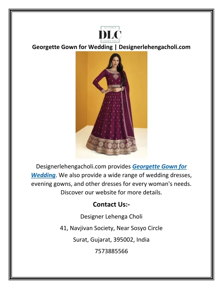 georgette gown for wedding designerlehengacholi