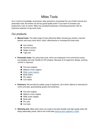 miles tools