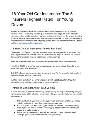 18-Year Old Car Insurance: The 5 Insurers Highest Rated For Young Drivers