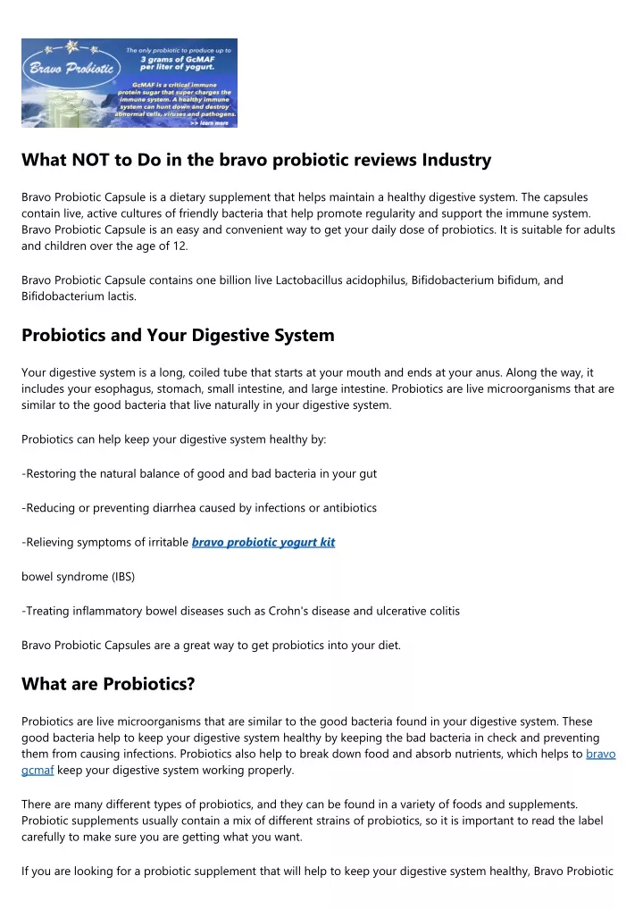 what not to do in the bravo probiotic reviews