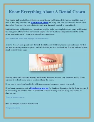 Know Everything About A Dental Crown.