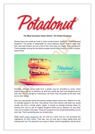 The Most Innovative Pastry Online The Potato Doughnut