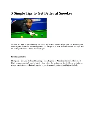 5 Simple Tips to Get Better at Snooker