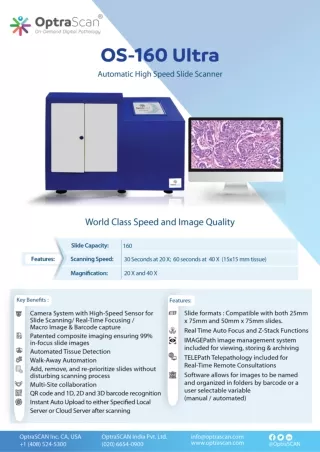 Digital Pathology Scanner-OptraSCAN OS-160 Ultra