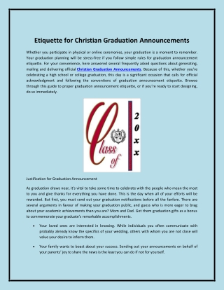 Etiquette for Christian Graduation