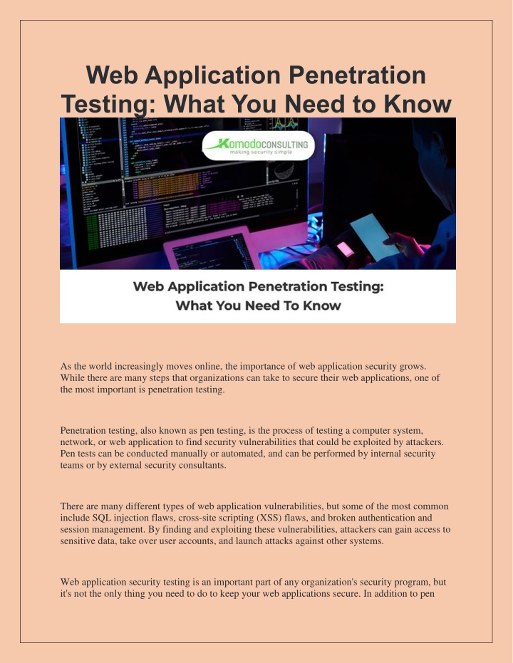 web application penetration testing what you need