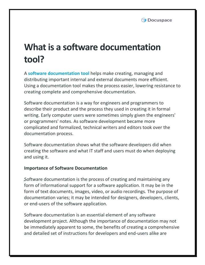 what is a software documentation tool