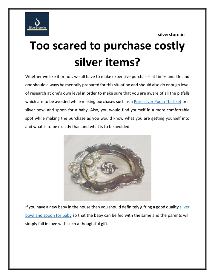 silverstore in too scared to purchase costly