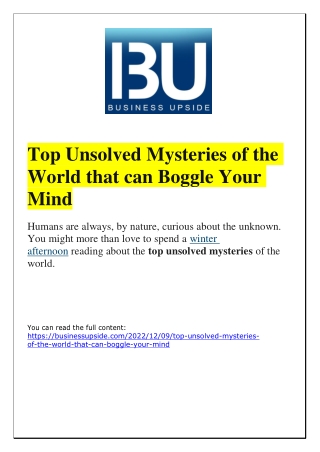 Top Unsolved Mysteries of the World that can Boggle Your Mind
