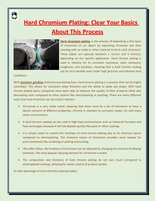 hard chromium plating clear your basics about