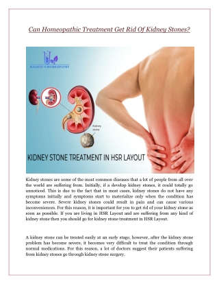 Can Homeopathic Treatment Get Rid Of Kidney Stones?