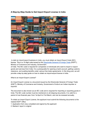 A Step-by-Step Guide to Import Export License in India