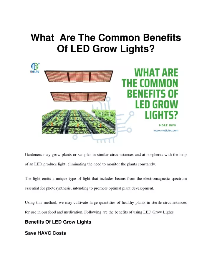 what are the common benefits of led grow lights