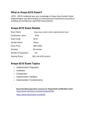 Avaya 6210 Exam