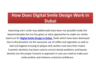 how does digital smile design work in dubai