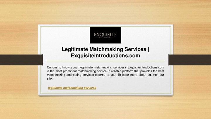 legitimate matchmaking services