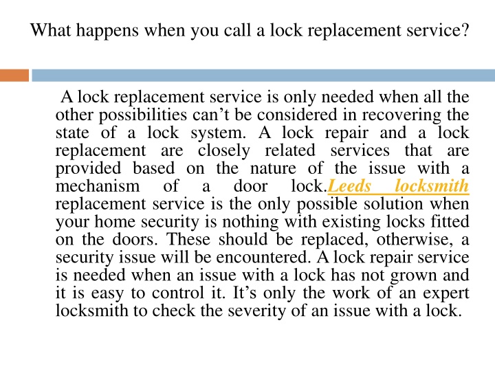what happens when you call a lock replacement service
