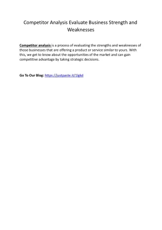 competitor analysis evaluate business strength