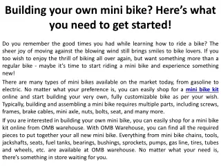 Building your own mini bike Here’s what you need to get started!
