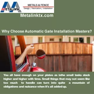 Why Choose Automatic Gate Installation Masters