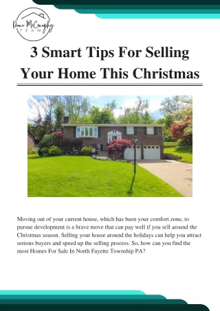 3 Smart Tips For Selling Your Home This Christmas