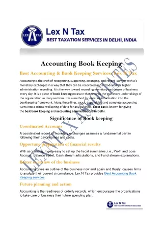 Accounting Book Keeping