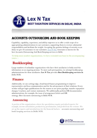Accounts Outsourcing And Book Keeping
