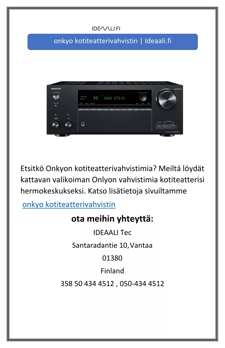 onkyo kotiteatterivahvistin ideaali fi