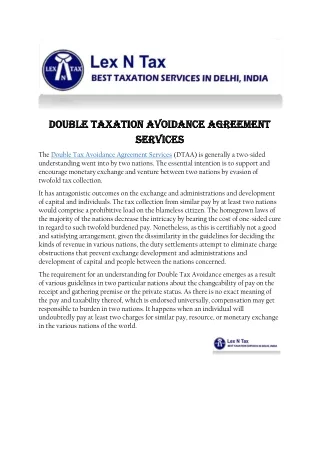 Double Taxation Avoidance Agreement Services