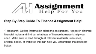 step by step guide to finance assignment help