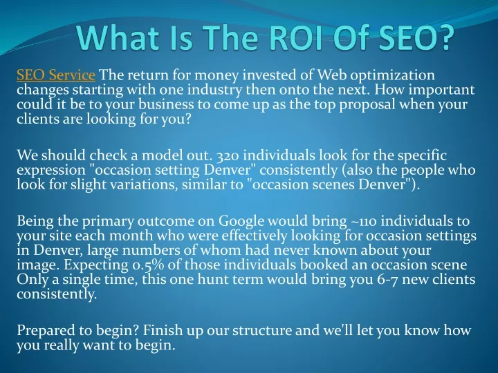 what is the roi of seo