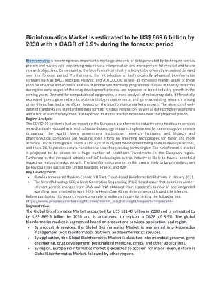 bioinformatics market is estimated