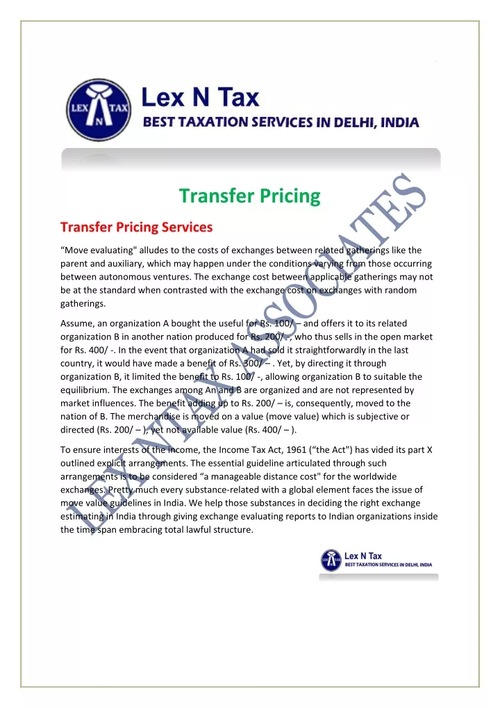 transfer pricing