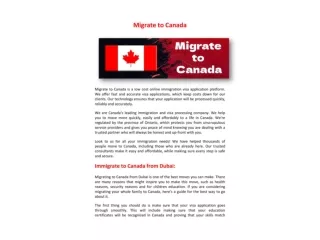 Migrate to Canada
