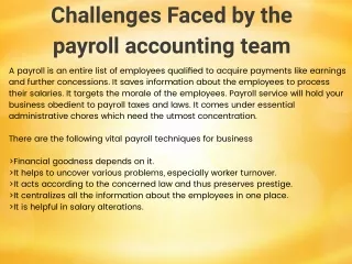 Challenges Faced by the payroll accounting team