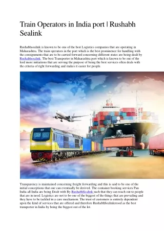 Train Operators in India port