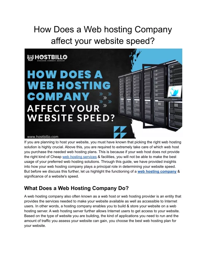 how does a web hosting company affect your