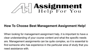 how to choose best management assignment help