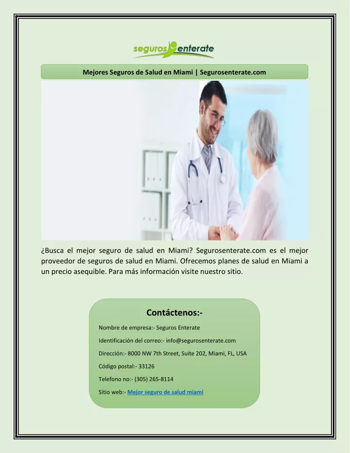 mejores seguros de salud en miami segurosenterate