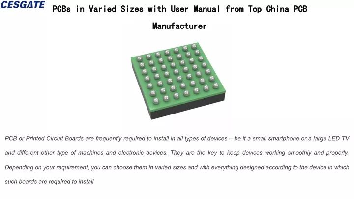pcbs in varied sizes with user manual from