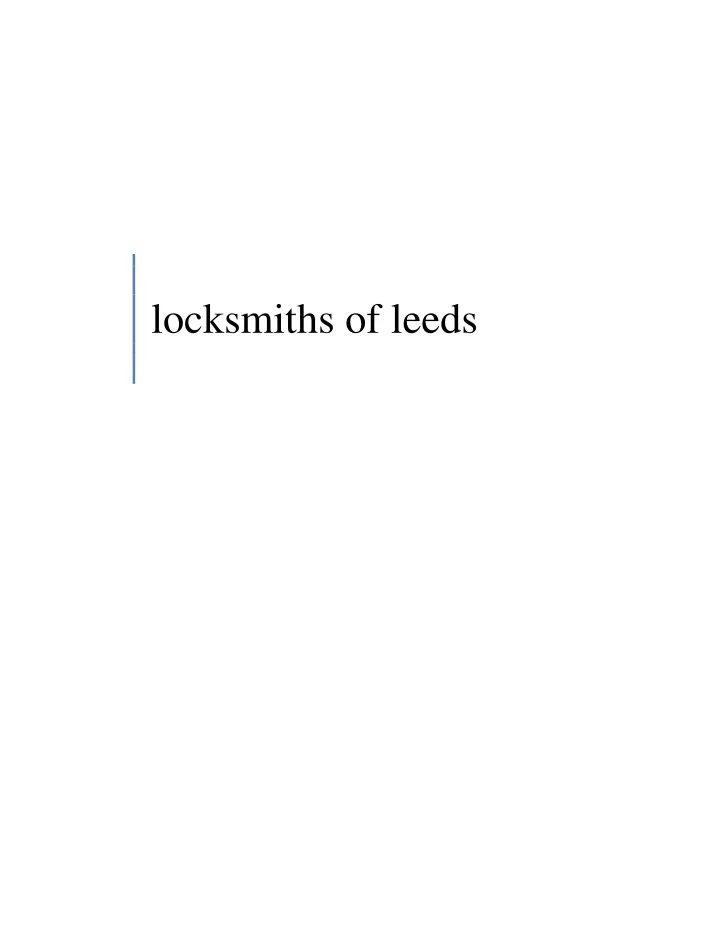 locksmiths of leeds