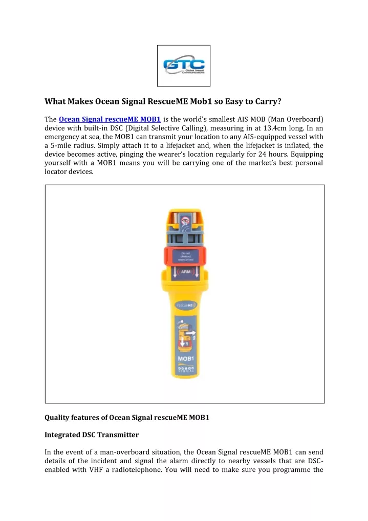 what makes ocean signal rescueme mob1 so easy